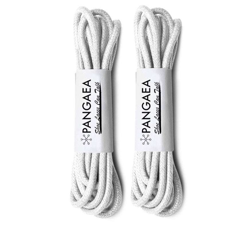PANGAEA [4 Laces] 2-Pair Pack Waxed Round Oxford Shoe Laces for Dress Shoes Chukka 3/32Inch Thin(#08 White,34in (86cm)) - Image 1